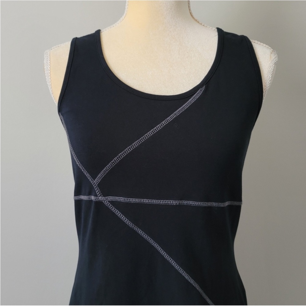 ATHLETA Black Organic Cotton Jersey Knit Sleeveless Tank Dress, hidden pocket, M - Picture 4 of 11